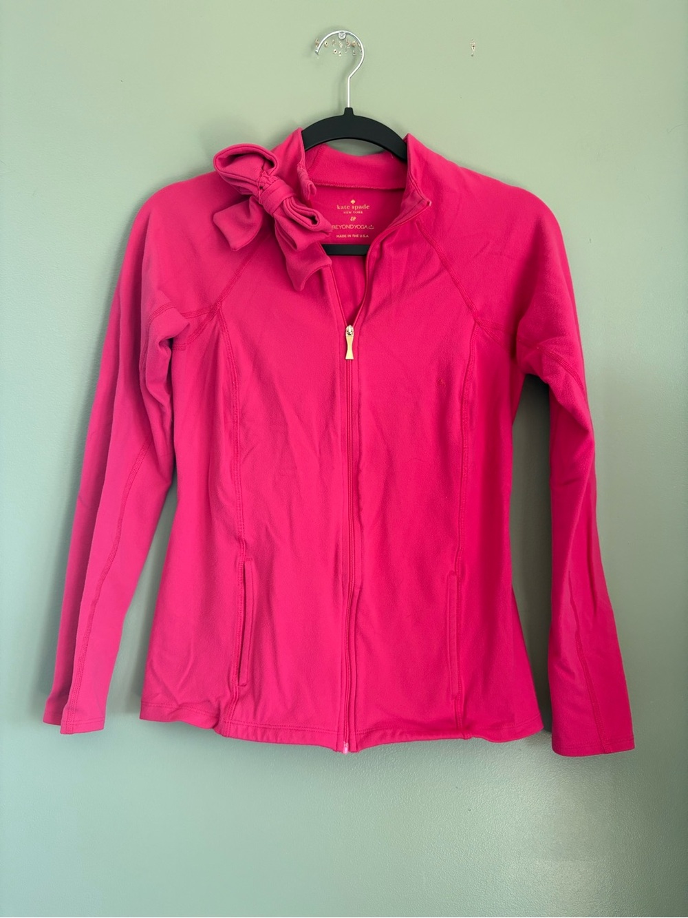 Kate Spade x Beyond Yoga Neck Bow Front Zip Jacket